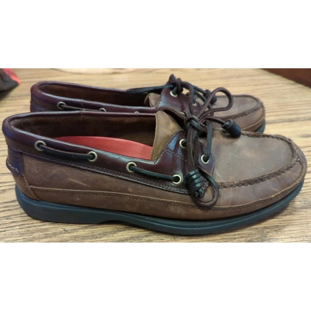 Bass Boat Shoes Mens 9 M Harry II Casual Loafers 1670 Brown Leather Lace Up Shoe